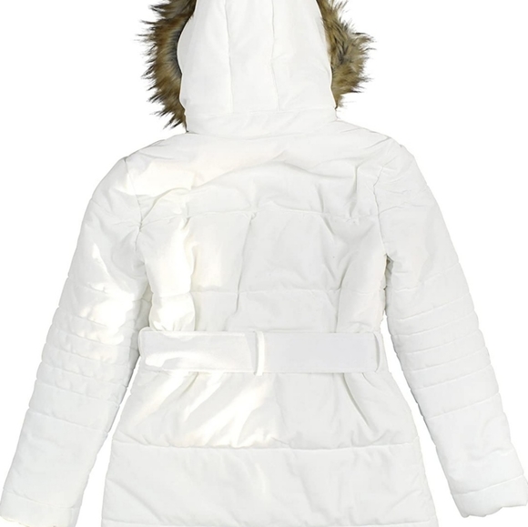 **SALE- ENDS CYBER MONDAY** INC Hooded VELVET PUFFER COAT WITH FAUX FUR - Picture 7 of 10